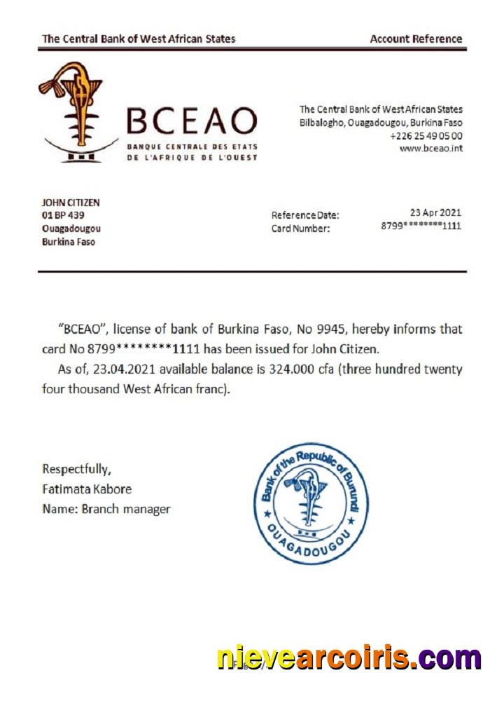 Burkina Faso The Central Bank of West African States reference